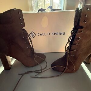 Call It Spring Dark Brown Lace-Up Boots